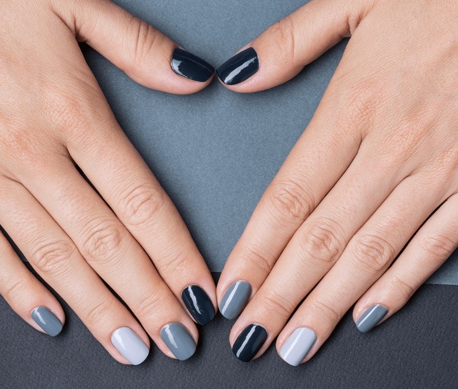  gray and blue old lady nail polish colors
